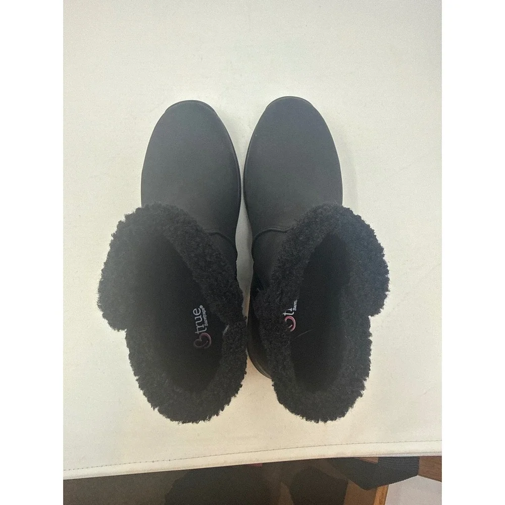 Baretraps B-True Ynez Black Faux Fur Trim Ankle Boots BT30817 Womens 6.5 M
